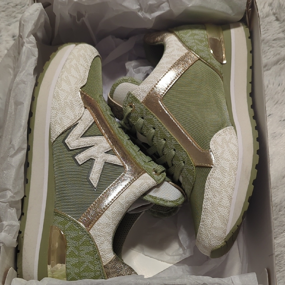 Michael Kors Green and Gold Sneakers